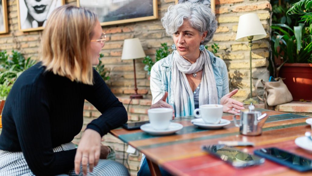 Two women talking and increasing supports to do EMDR therapy